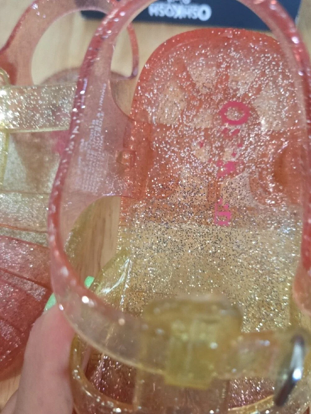 OshKosh B'gosh Glitter Jelly Sandals - Pink and Gold Sparkle